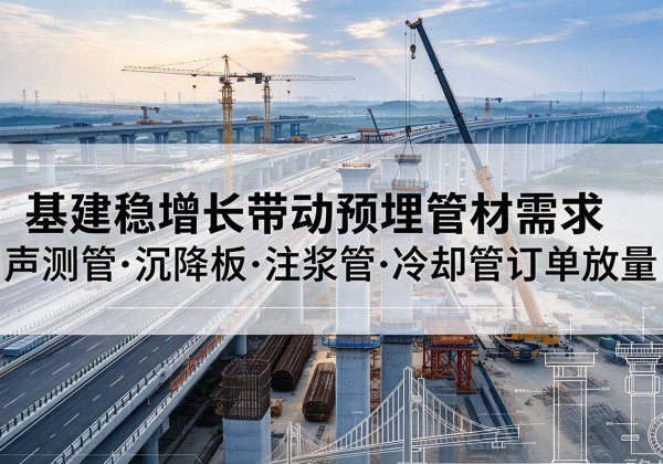 思南基建稳增长带动预埋监测管材需求，声测管、沉降板、注浆管订单持续放量